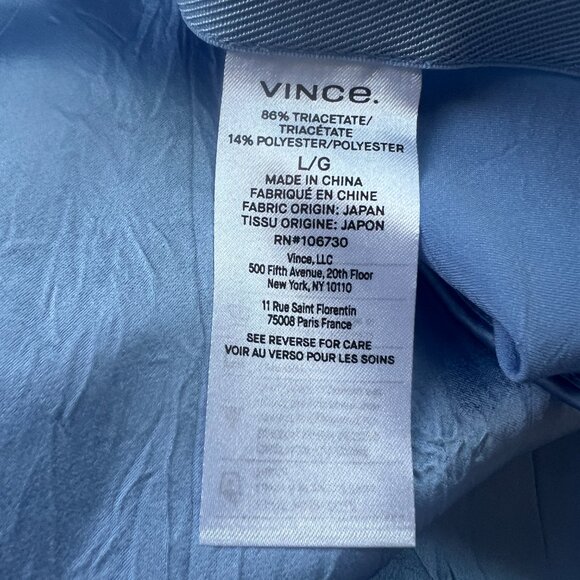 VINCE | US L | High Waist Crush Textured Satin Wide Leg Silky Pants | Iris Blue - Picture 7 of 16